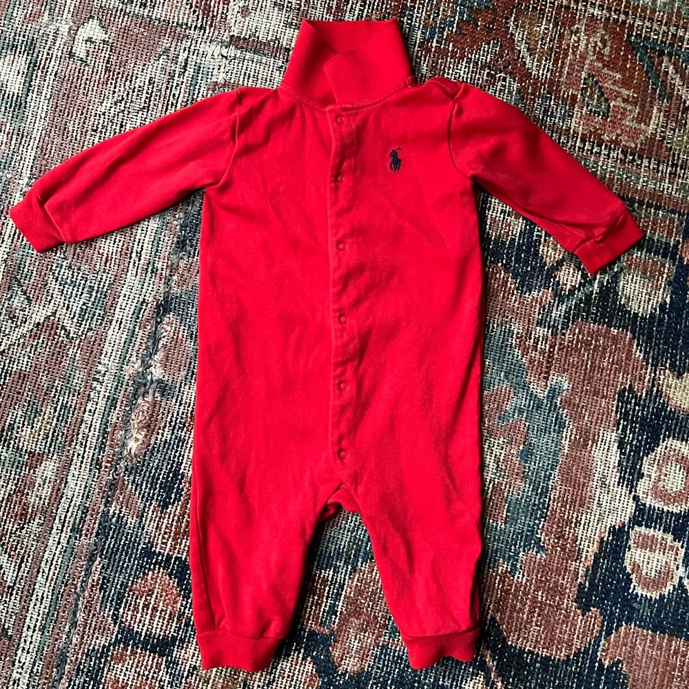 Polo Ralph Lauren Baby Boy Cotton Classic Coverall in Red